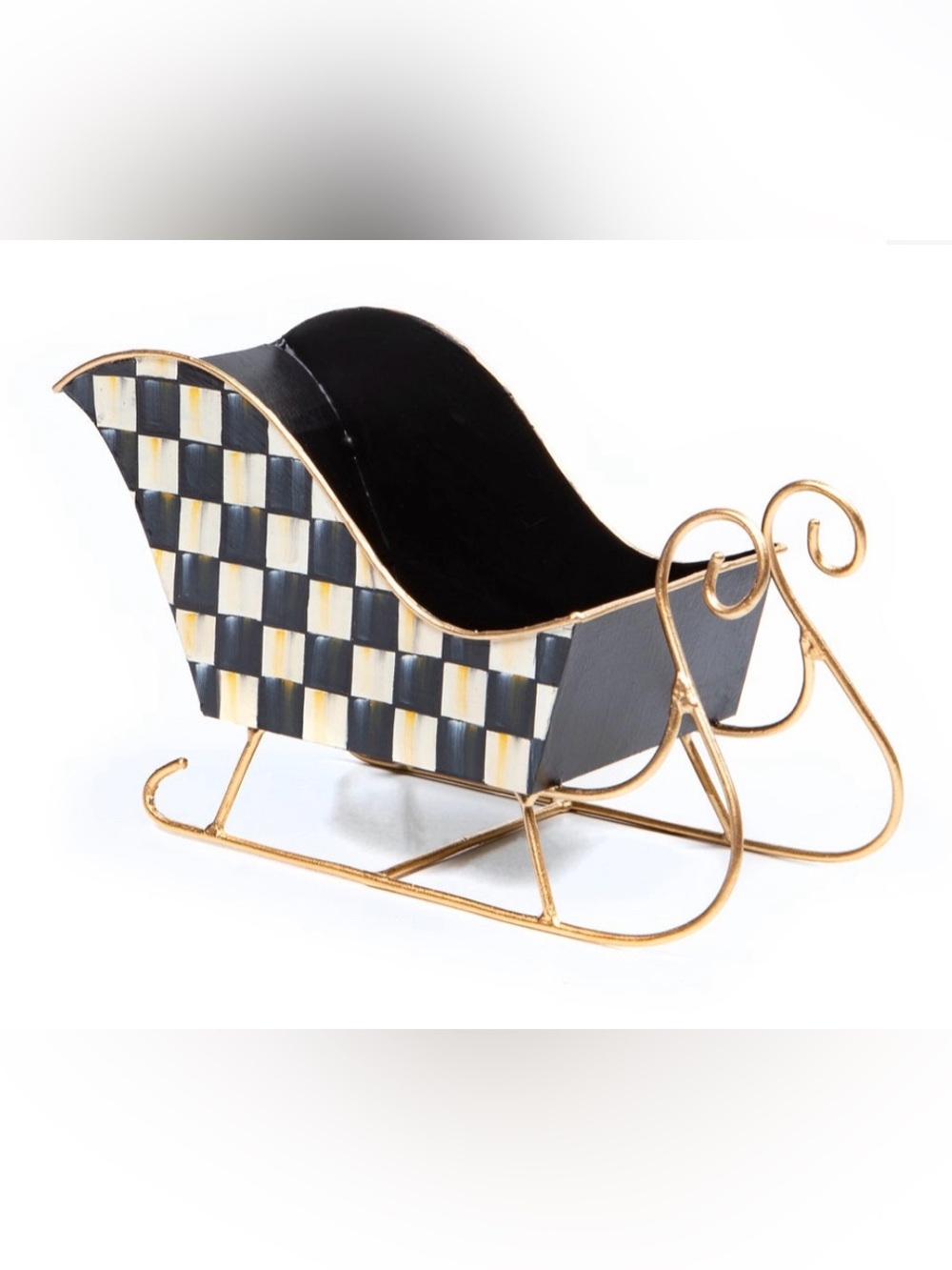 NEW in original box: MacKenzie-Childs Medium Courtly Check Tin Sleigh